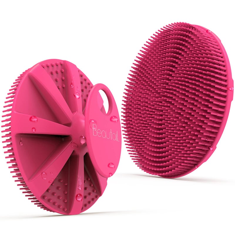 BEAUTAIL Silicone Body Scrubber  BEAUTAIL Shower Bath Scrubber  More Hygienic Than Traditional Loofah  Lather Nicely  Long Lasting  Gentle Exfoliating Brush for Women Men Baby Sensitive Skin  1 Pack  Rose - Image 1